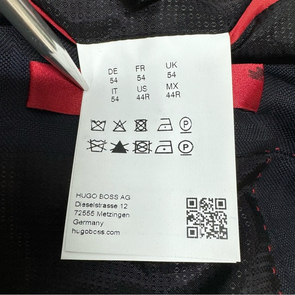 Hugo Boss Blazer Mens 44R Navy Blue Plaid Wool Sport Coat Jacket - Picture 8 of 16